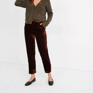 Madewell Velvet Tapered Pleat Pull-on pants NWT